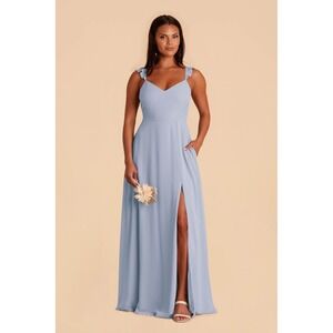 Birdy Grey Doris Chiffon Dusty Blue‎ Maxi Dress Size Small New With Tags